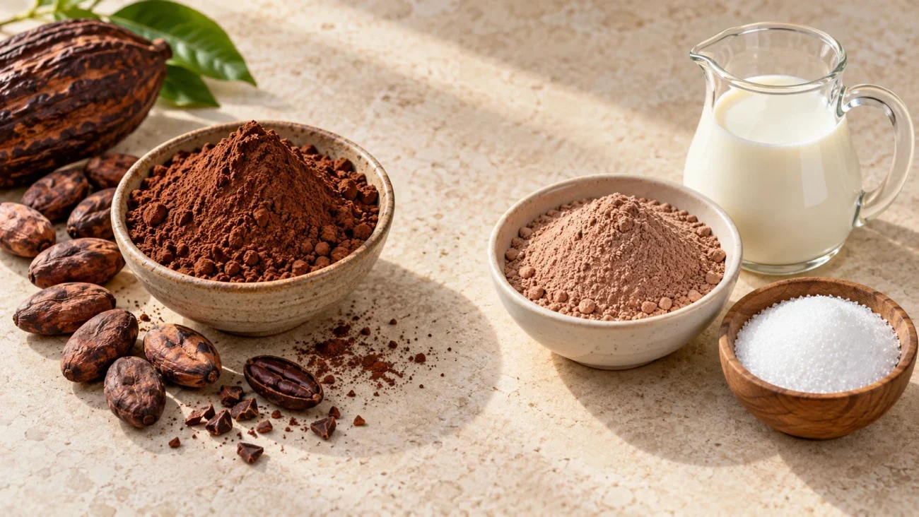 مقایسه مواد اولیه کاکائو و نوشیدنی شیرین شکلاتی