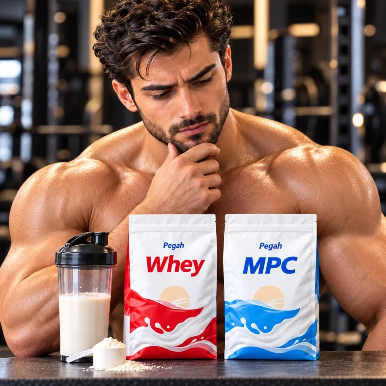 تصویر مفهومی ورزشکار بزرگسال در مقایسه پروتئین وی و MPC